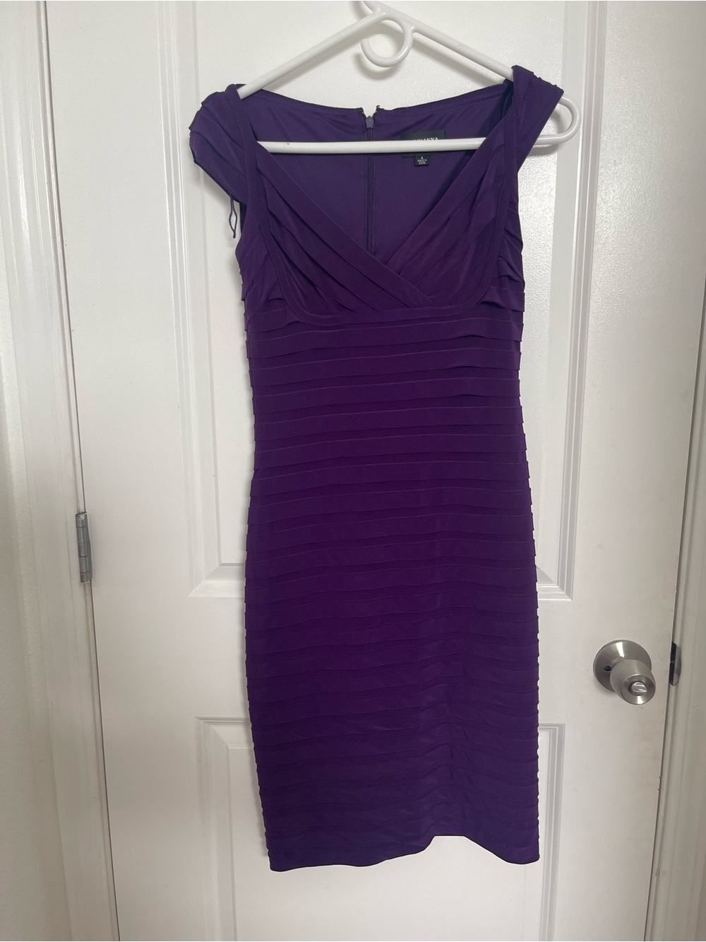 Adrianna Papell Deep Purple Pleated Midi Dress